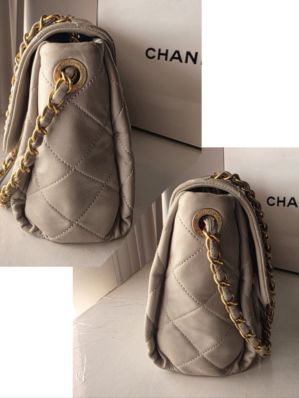 Authentic Chanel Heather Grey Iridescent 'Chic Quilt Bag' Flap - Picture 5 of 14